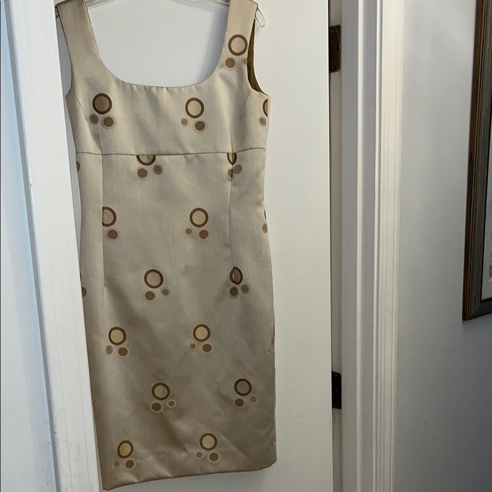 Gold Tan Embellished Sheath Midi Dress Wedding